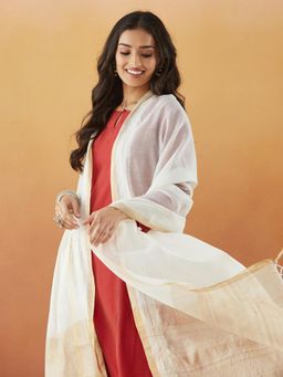 Fabindia - Natural Cotton Silk Blend Woven Dupatta