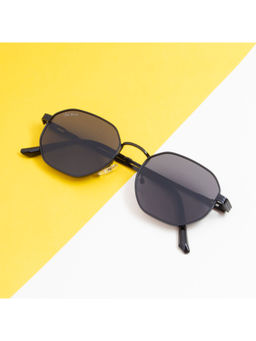 TED SMITH - Unisex Polycarbonate Uv Protection Full Rim Hexagon Shape Grey Lens Sunglasses