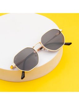 TED SMITH - Unisex Polycarbonate Uv Protection Full Rim Hexagon Shape Grey Lens Sunglasses