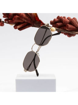 TED SMITH - Unisex Polycarbonate Uv Protection Full Rim Hexagon Shape Grey Lens Sunglasses