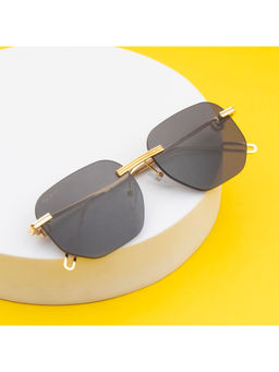 TED SMITH - Unisex Polycarbonate Uv Protection Rimless Square Shape Grey Lens Sunglasses