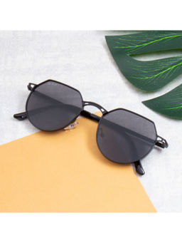 TED SMITH - Unisex Polycarbonate Uv Protection Full Rim Hexagonal Shape Grey Lens Sunglasses