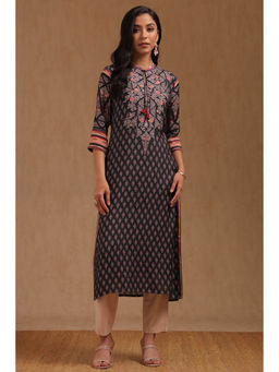 Soch - Women Black Muslin Floral Printed Kurta