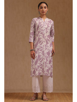 Soch - Women Lavender Cotton Botanical Floral Printed Kurta