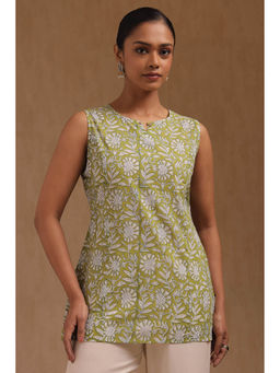 Soch - Women Green Cotton Floral Printed Tunic