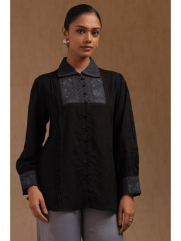 Soch - Women Black Rayon Embroidered Thread Work Tunic