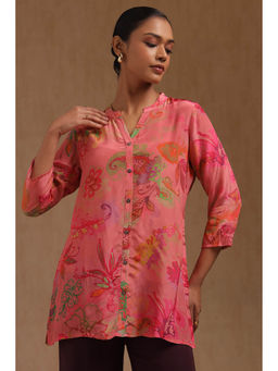 Soch - Women Blush Pink Viscose Floral Printed Tunic