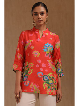 Soch - Women Orange Viscose Floral Printed Tunic