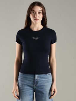 Tommy Hilfiger - Solid Slim Fit Cotton Navy Blue T-Shirt