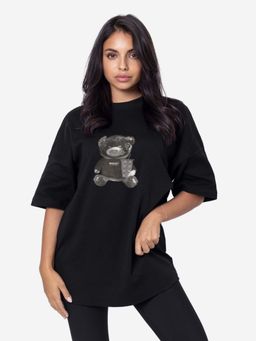 MISCHIEF MONKEY - Graphic Black Oversize T-Shirt