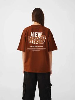 MISCHIEF MONKEY - Brown Oversize T-Shirt