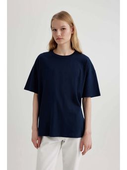 MISCHIEF MONKEY - Solid Navy Blue Oversize T-Shirt