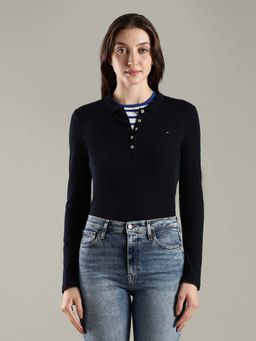 Tommy Hilfiger - Solid Slim Fit Cotton Navy Blue Polo T-Shirt