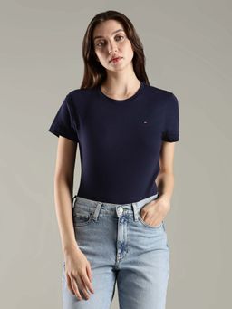 Tommy Hilfiger - Solid Regular Fit Cotton Navy Blue T-Shirt
