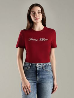 Tommy Hilfiger - Solid Regular Fit Cotton Red T-Shirt