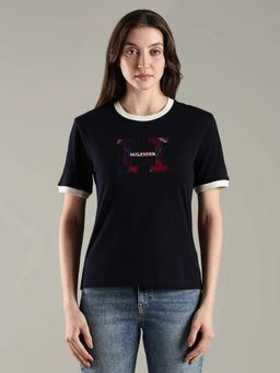 Tommy Hilfiger - Printed Regular Fit Cotton Navy Blue T-Shirt