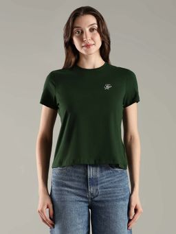 Tommy Hilfiger - Solid Regular Fit Cotton Green T-Shirt