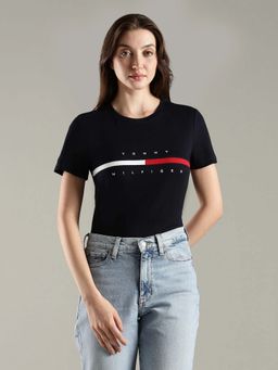Tommy Hilfiger - Navy Blue Regular Fit Cotton T-Shirt