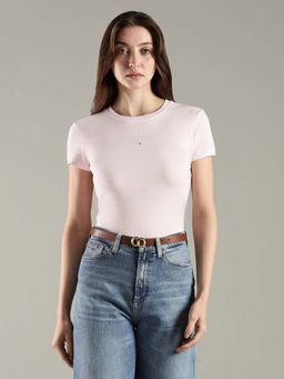 Tommy Hilfiger - Solid Slim Fit Cotton Pink T-Shirt