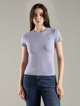 Tommy Hilfiger - Solid Slim Fit Cotton Purple T-Shirt