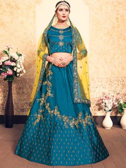 Odette - Designer Soft Net Semi Stitched Lehenga with Unstitched Blouse and Dupatta (Set of 3)