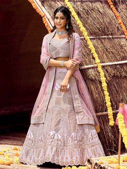 Odette - Classy Pink Semi Stitched Lehenga with Unstitched Blouse and Dupatta (Set of 3)