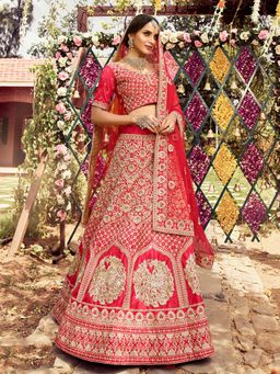 Odette - Designer Soft Net Semi Stitched Lehenga with Unstitched Blouse and Dupatta (Set of 3)