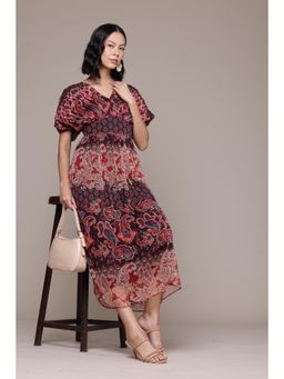 Aarke Ritu Kumar - Multi-color V-Neck Printed Midi Dress