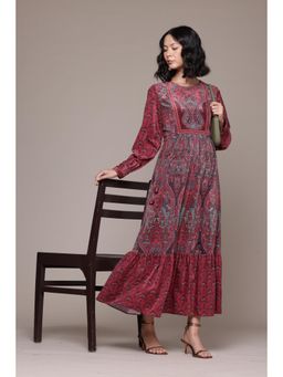 Aarke Ritu Kumar - Pink Round Neck Printed Maxi Dress