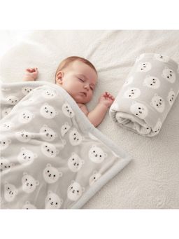 R for Rabbit - Softkins Comfy Baby Blanket Teddy Grey Feeding Nursing and Nursery