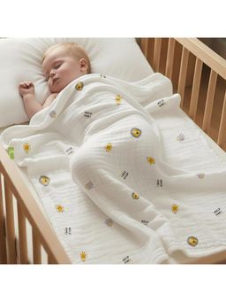 R for Rabbit - Softkins Muslin Blanket Baby Blanket Safari White Feeding Nursing and Nursery