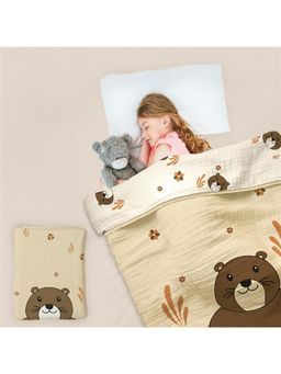 R for Rabbit - Softkins Muslin Quilt Baby Blanket Teddy Beige Feeding Nursing and Nursery