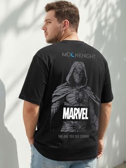 Bewakoof - Official Marvel Men's Black Marvel's Moon Knight Graphic Printed Plus Size T-shirt