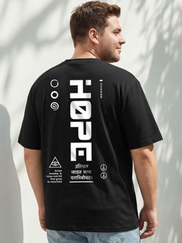 Bewakoof - Men's Black Hope Street Graphic Printed Plus Size T-shirt