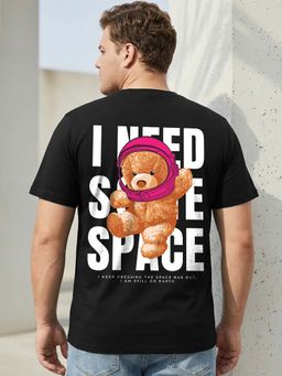 Bewakoof - Mens Black Need Space Teddy Graphic Printed Plus Size T-Shirt