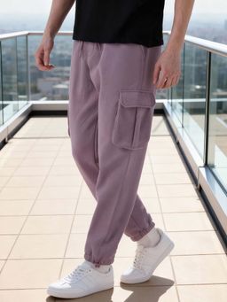 Bewakoof - Heavy Duty 1.0 Men's Purple Oversized Brushed Cargo Joggers