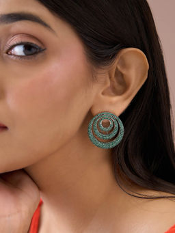 Fida - Green Premium 14K Rhodium-Plated Aaa American Diamond Drop Earrings