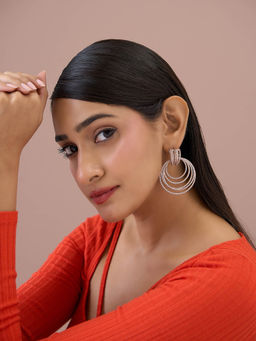 Fida - White Premium 14K Rose Gold-Plated Aaa American Diamond Drop Earrings