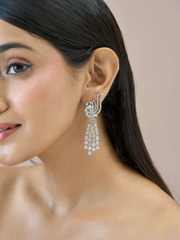 Fida - White Premium 14K Rhodium-Plated Aaa American Diamond Drop Earrings