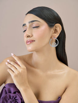 Fida - White Premium 14K Rhodium-Plated Aaa American Diamond Drop Earrings