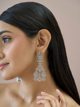 Fida - White Premium 14K Rhodium-Plated Aaa American Diamond Drop Earrings