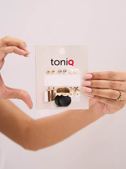 ToniQ - Multi-Color Set Of 6 Stud Earrings