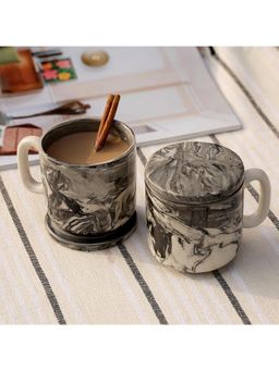 Ellementry - Carbon Ceramic Mugs Set of 2 for Tea, Coffee and Milk