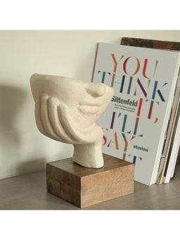 Ellementry - Restive Face Ecomix White Sculpture for Home and Living Room Decor