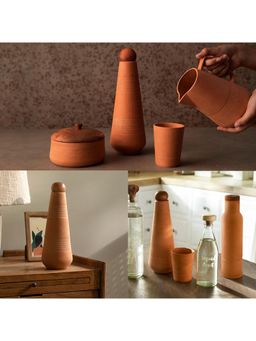 Ellementry - Terracotta Water Bottle with Sphere Stopper for Home and Office