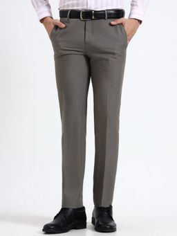 Metal - Dark Grey Solid Slim Fit Formal Trousers