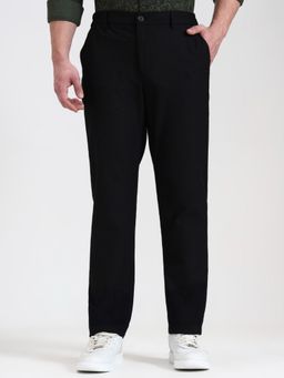 JadeBlue - Men Black Pin Striped Casual Trousers