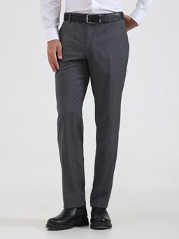 JadeBlue - Dark Grey Solid Formal Trousers