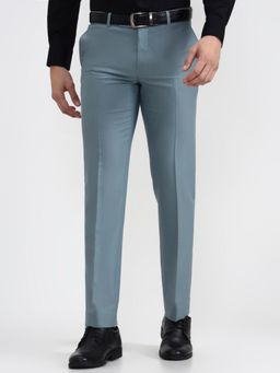 Metal - Men Light Blue Slim Fit Formal Trousers