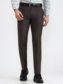 JadeBlue - Super Luxe Men Brown Solid Formal Trousers